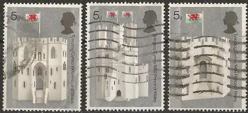 Großbritannien 1969 - Mi 522/24 - YT 569/71 - Schloss von  Caernarvon