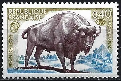 Frankreich 1974 - Mi 1659 - YT 1795 - Tierwelt : Bison - MNH