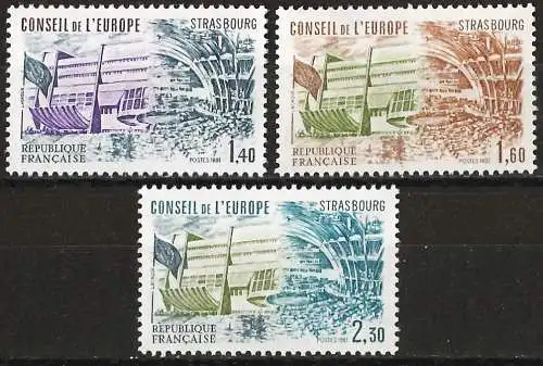 Frankreich 1974 - Mi CE 27/29 - YT S65/65 - Diensmarke : Europäischer Rat - MNH - Komplette Serie