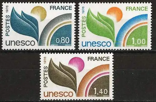 Frankreich 1974 - Mi U 16/18 - YT S50/52 - Diensmarke : UNESCO - MNH - Komplette Serie