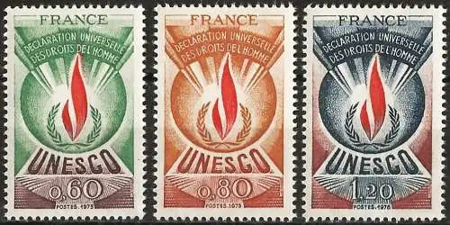 Frankreich 1975 - Mi U 13/15 - YT S 43/45 - Diensmarke : UNESCO - MNH - Komplette Serie