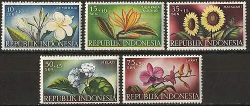 Indonesien 1957 - Mi 205/09 - YT 151/55 - Blume - Komplette Serie - MNH