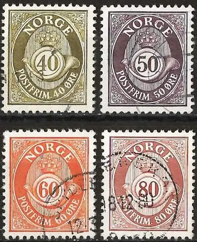 Norwegen 1978 - Mi 758/59/60 & 62 - YT 714/15/16 & 18 - Posthorn