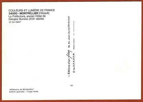 [Ansichtskarte] France - Hérault ( 34 ) Montpellier : Préfecture - Ancien Hôtel de Ganges /
Frankreich : Die Präfektur. 