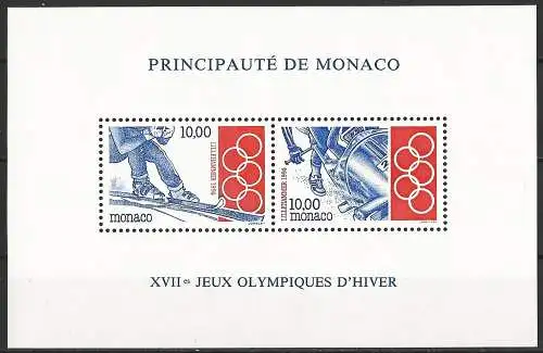 Monaco 1994 - Mi BL 61 - YT BF 63 - Olympische Spiele in Lillehammer - MNH ( Block 123 x 80 )