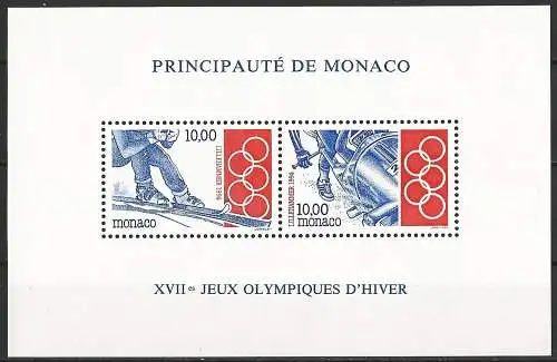 Monaco 1994 - Mi BL 61 - YT BF 63 - Olympische Spiele in Lillehammer - MNH