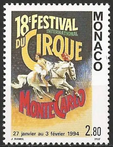 Monaco 1994 - Mi 2166 - YT 1923 - Zirkusfestival - MNH
