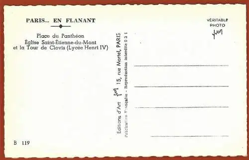 [Ansichtskarte] Paris ( 75 ) Eglise St-Etienne-du-Mont et Tour Clovis , Place du Panthéon / 
Frankreich : Kirche. 