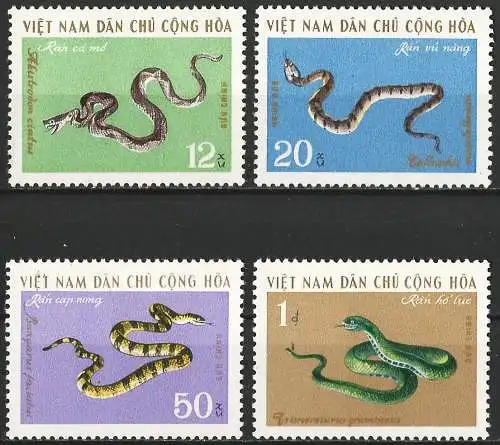 Vietnam-Nord 1970 - Mi 641/44 - YT 693/96 - Schlangen - MNH