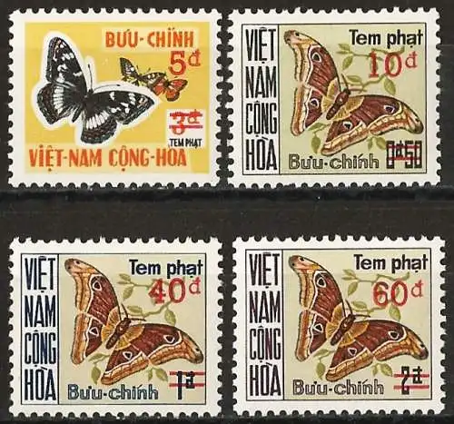 Vietnam-Süd 1974 - Mi P 21/24 - YT T 21/24 - Schmetterling - Portomarken - MNH - Komplette Serie