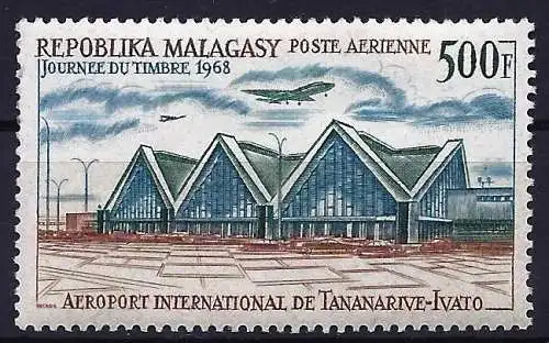 Madagaskar 1968 - Mi 580 - YT Pa 105 - Tag der Briefmarke - AFlughafen Tananarive - MNH
