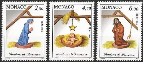 Monaco 1994 - Mi 2200/02 - YT 1957/59 - Weihnachten - MNH - Komplette Serie