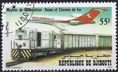 Djibouti 1982 - Mi 343 - YT 556 - Bahn und Flugzeug