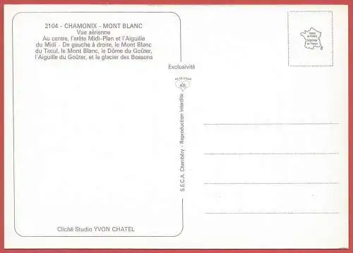 [Ansichtskarte] Haute-Savoie ( 74 ) Chamonix : Le Mont Blanc et l' Aiguille du Midi  / 
Frankreich. 