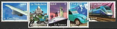 Frankreich 2002 - Mi 3608/12 - YT B 3471 - Der Verkehr - MNH