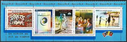 Frankreich 2000 - Mi 3351/55 - YT B 3355A - Das 20. Jahrhundert - MNH