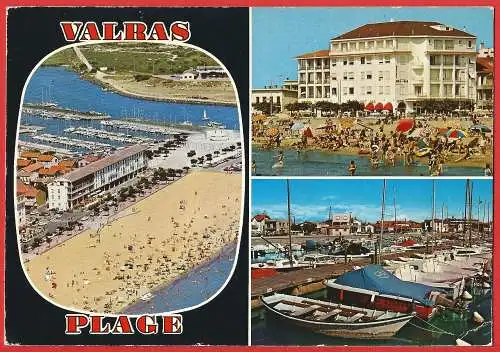 [Ansichtskarte] France - Hérault ( 34 ) Valras-Plage : La plage, le port et hôtel Mira-Mar /
Frankreich : Der Strand, der Hafen und das Mira-Mar-Hotel. 