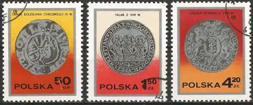 Polen 1977 -  Mi 2525/27/28 - YT 2354/56/57 - Alte polnische Münzen