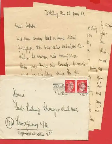 Deutsches Reich 1944 - Brief mit zwei briefmarken 