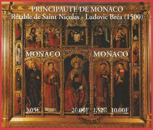 Monaco 2000 - Mi BL 80 - YT  N° BF 84 - Altarbild des Heiligen Nikolaus von Ludovic Bréa - Block 120 x 100