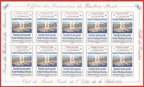 Monaco 2000 - Expo Monacophil - Klebeaufkleber - Club des Briefmarken und Münzmuseums von Monte Carlo - MNH