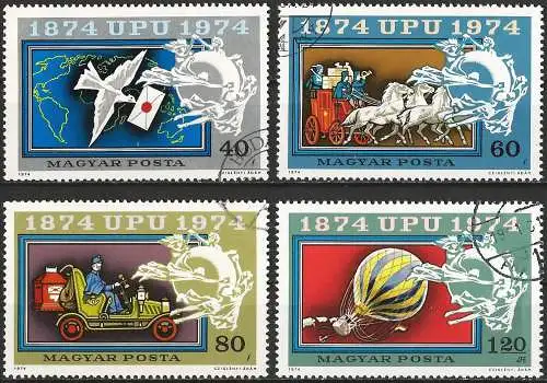 Ungarn 1974 - Mi 2945/48A - YT 2365/68 - 100 Jahre Jubiläum der UPU