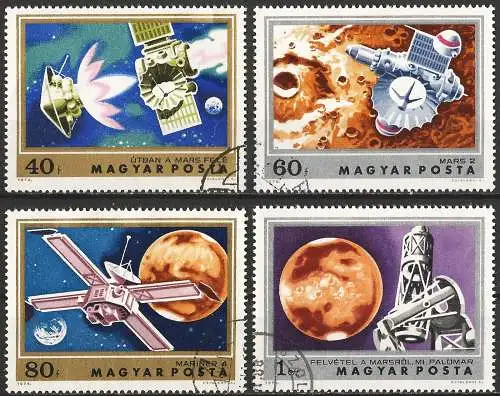 Ungarn 1974 - Mi 2931/34A - YT 2357/60 - Weltraumforschung auf dem Mars