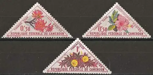 Kamerun 1963 - Mi P35/36 & 38 - YT T35/36 & 38 - Blume - Portomarken - MNH