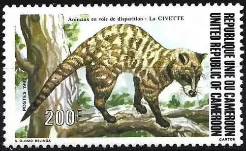 Kamerun 1983 - Mi 1020 - YT 723- Tierwelt : Zibetkatze - MH