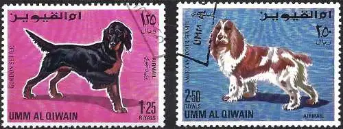 Umm al-Kaiwain 1967 - Mi 215/16 - YT Pa 12/1 & 12/2 - Hunde - Flugpost