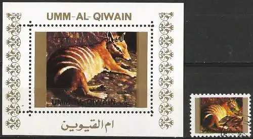 Umm al-Kaiwain 1972 - Mi 1538 AwBL + Mi 1544A - Tierwelt : Numbat - MNH ( Block 70 x 50 )