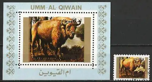 Umm al-Kaiwain 1972 - Mi 1530 AbBL - Tierwelt : Europäischer Bison - MNH ( Block 70 x 50 ) 