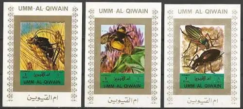 Umm al-Kaiwain 1972 - Mi 1341/50/51 BEBwp - Insekten - MNH ( Drei Block 70 x 50 ) Ungesähnt