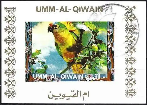 Umm al-Kaiwain 1972 - Mi 1252 BEBw - Vogel :  Wellensittich (  Block 70 x 50 ) Ungezähnt