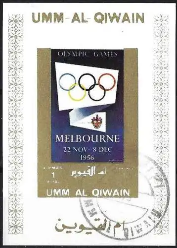 Umm al-Kaiwain 1972 - Mi 1099 BEBw - Olympischen Spiele in Melbourne (  Block 70 x 50 ) Ungezähnt