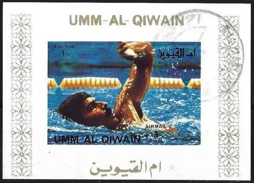 Umm al-Kaiwain 1972 - Mi 939 BEBw - Olympischen Spiele in Munich : Schwimmen (  Block 70 x 50 ) Ungezähnt