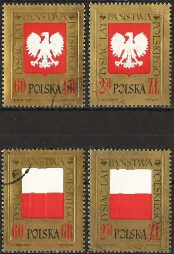 Polen 1966 - Mi 1689/91 - YT 1539/42 - Kaiserlicher Adler und die Nationalflagge  - Komplette Serie