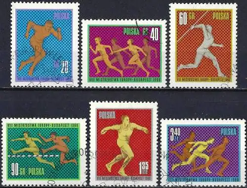 Polen 1966 - Mi 1680/85 - YT 1531/36 - Leichtathletik-Europameisterschaften