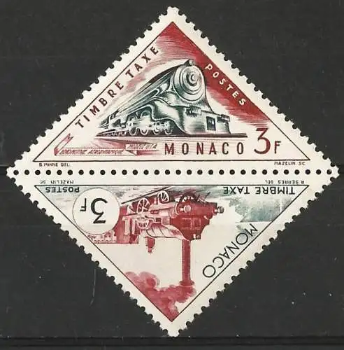 Monaco 1953 - Mi P 44/45 - YT T 42/43 - Eisenbahn - Portomarken - MNH