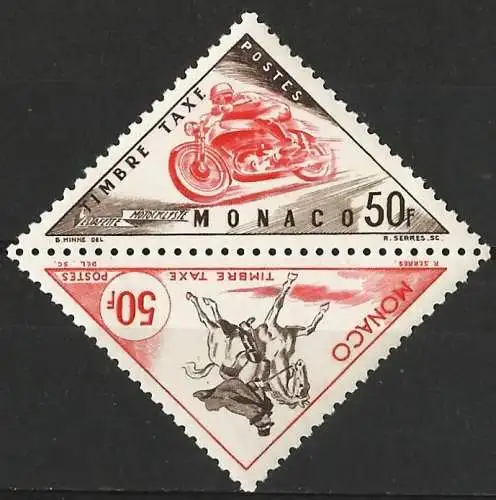 Monaco 1953 - Mi P 54/55 - YT T 52/53 - Moto & Pferd - Portomarken - MNH