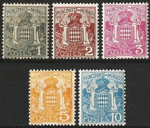 Monaco 1924/33 - Mi 73/77 - YT 73/76 - Wappen - Complette Serie MNH 