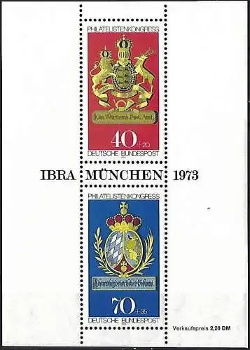 Deutschland BDR 1973 - Mi BL9 - YT BF8 - Philatelistische Ausstellung : IBRA München - MNH ( Block 74 x 105 )