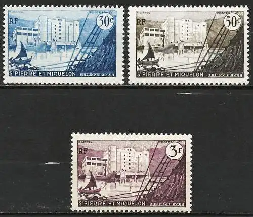 St. Pierre & Miquelon 1956 - Mi 375/77 - YT 348/50 - Kühlhaus von St-Pierre - MNH