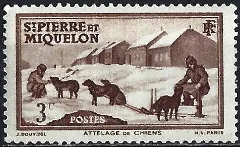 St. Pierre & Miquelon 1938 - Mi 171 - YT 168 - Hundeteam - MNH