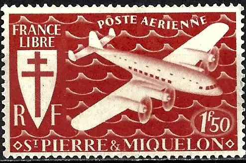 St. Pierre & Miquelon 1942 - Mi 318 - YT Pa 5 - Flugzeug - MNH - Flugpost