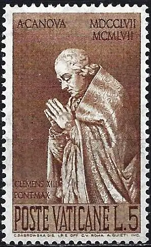 Vatikan 1958 - Mi 296 - YT 261 - Antonio Canova, Papst Clement XIII - MNH