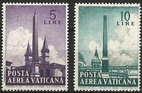 Vatikan 1959 - Mi 317/18 - YT Pa 35/36 - Obelisken - MNH