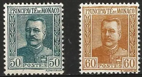 Monaco 1925 - Mi 104/05 - YT 86 & 88 - Prinz Ludwig II - MNH