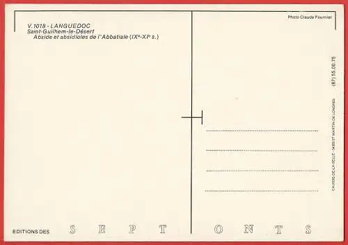 [Ansichtskarte] France - Hérault ( 34 ) St-Guilhem-le-Désert : Abbatiale  /
Frankreich : Die Abteikirche. 