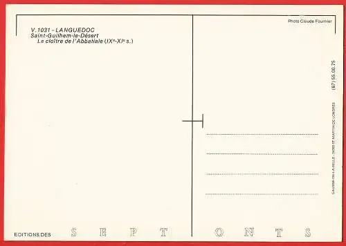 [Ansichtskarte] France - Hérault ( 34 ) St-Guilhem-le-Désert : Cloître de l'Abbatiale  /
Frankreich : Kloster der Abteikirche. 